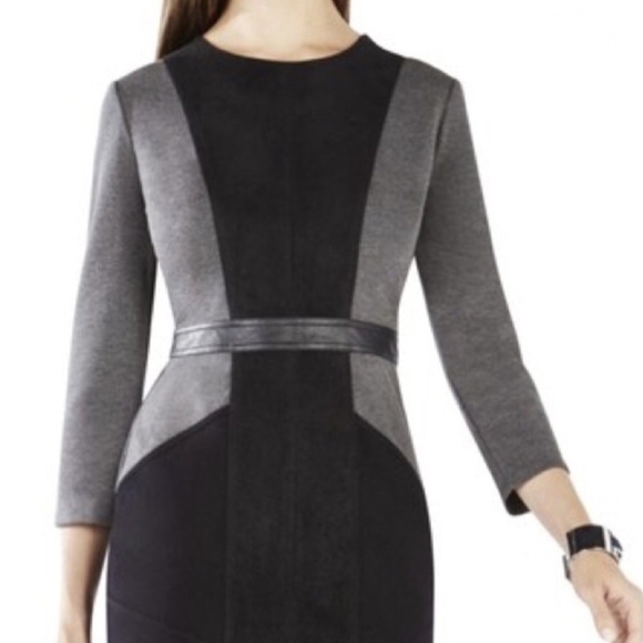 BCBGMaxAzria Gray and Black 3/4 Sleeve Dress - Picture 1 of 14